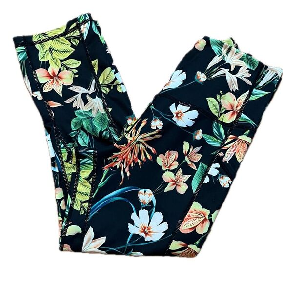 Ododos Floral Tropical Print Capri Leggings Size Medium - Picture 4 of 7